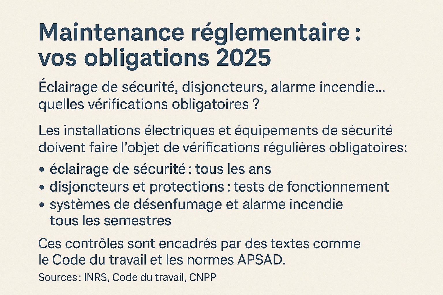 Maintenance réglementaire
